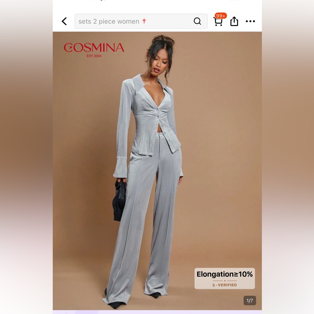 Women's Blue Gray Pantsuit Set